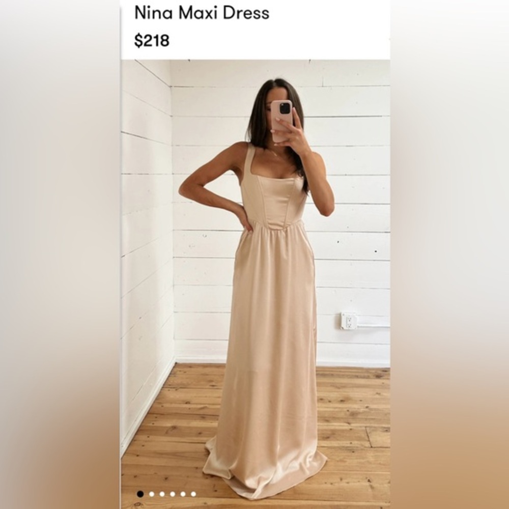 Show Me Your MuMu Nina Maxi Dress Champagne Satin Corset Bridesmaid Formal